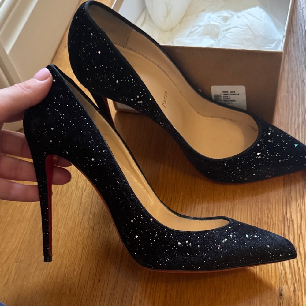 Christian Louboutin Black Glitter Heels